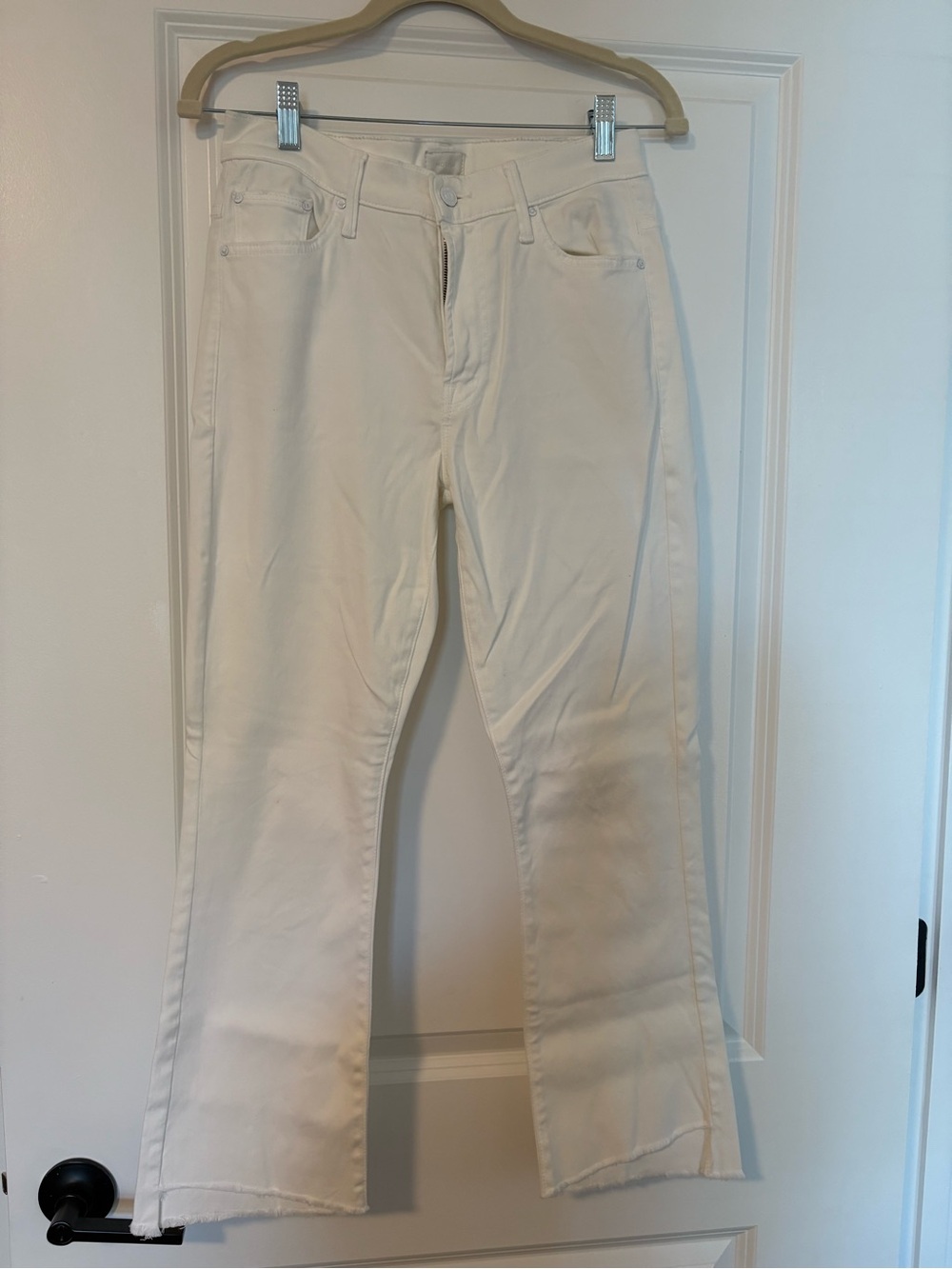 MOTHER Cream Flare Jeans